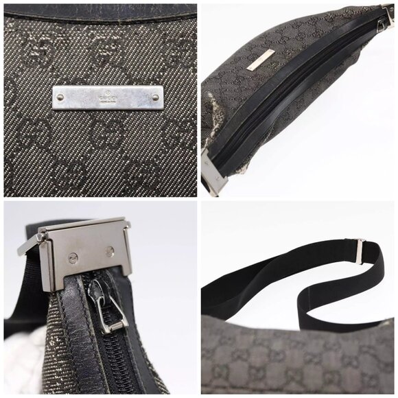 GUCCI GG Canvas Shoulder Bag Gray Silver - Picture 14 of 15